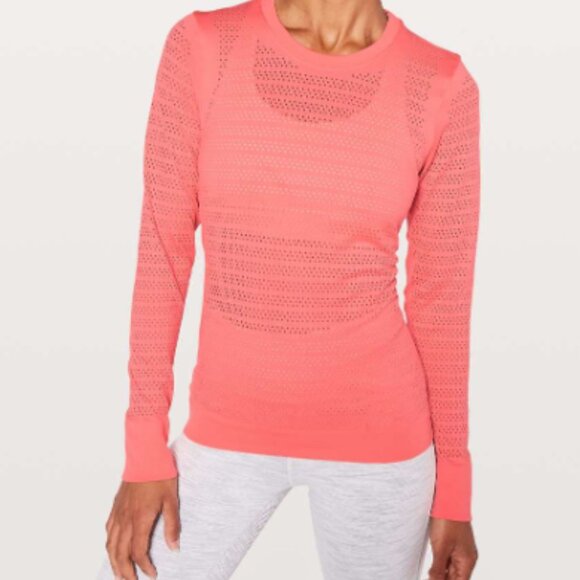 Lululemon Breeze By Long Sleeve - Coral - Picture 1 of 1